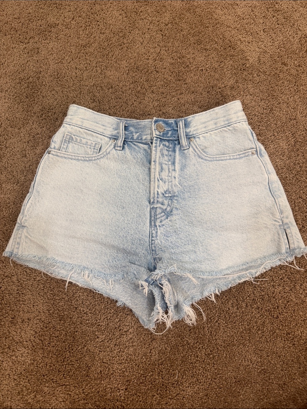 PacSun Light Wash High-Rise Distressed Denim Shorts